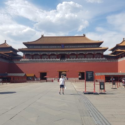 David at the entrance to the Forbidden City