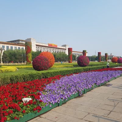 Flowers around Tiananmen Square