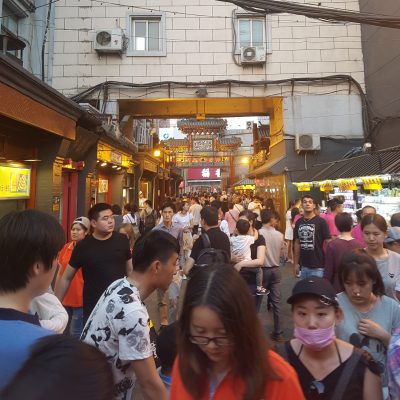 The crowds in Wangfujing Snack Street