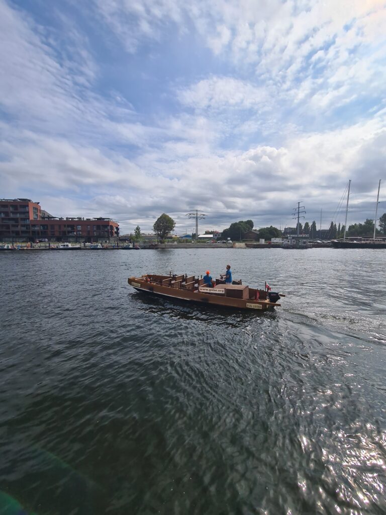 Galar style wooden boat on the river