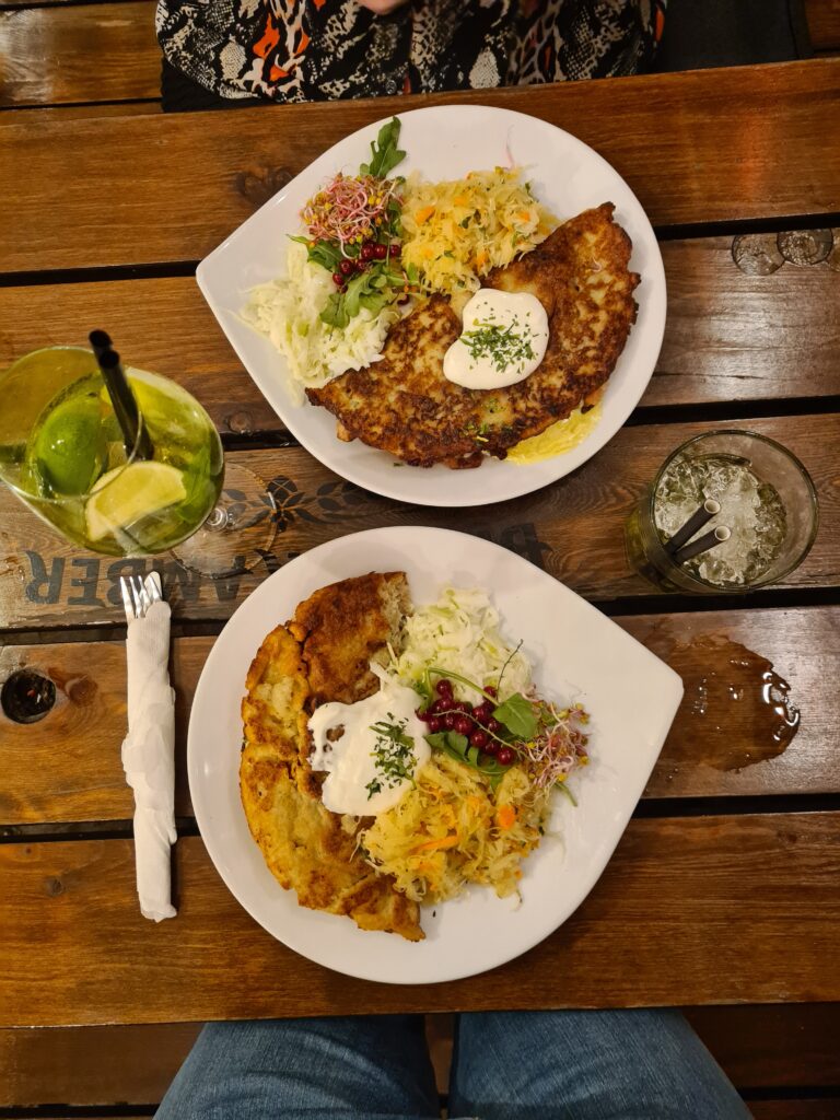 Two plates with potato pancakes